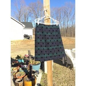 Talbots womens wool a-line skirt size 10 straight green polka dot black